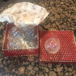 Vintage Christmas Glass Crystal Lady Oris Retro Ornament Set w/ beaded case